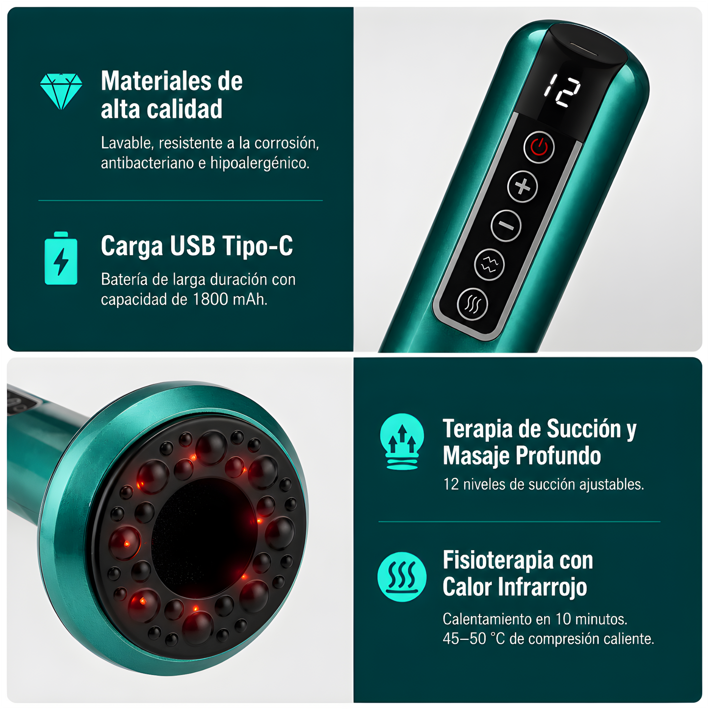 Masajeador de succión y calor