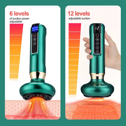 6/12 Gears Electric Cupping Massager Vacuum Suction Cup Guasha anti Cellulite Scraping Infrared Heat Body Slimming Massage