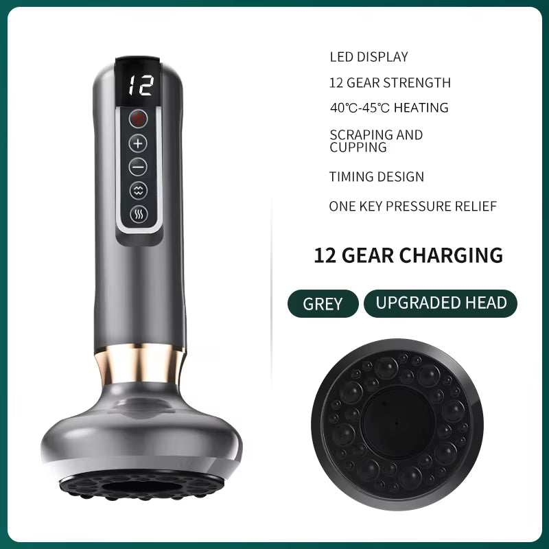 6/12 Gears Electric Cupping Massager Vacuum Suction Cup Guasha anti Cellulite Scraping Infrared Heat Body Slimming Massage