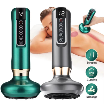 6/12 Gears Electric Cupping Massager Vacuum Suction Cup Guasha anti Cellulite Scraping Infrared Heat Body Slimming Massage